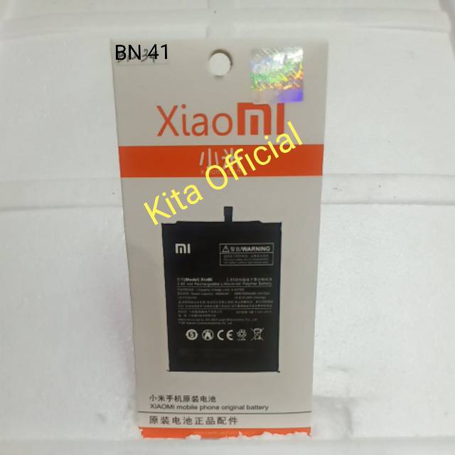 Baterai XiaoMi Redmi Note 4 Mediatek BN41 Original Batre Batrei Xiaomi BN 41 Xiao Mi Battery