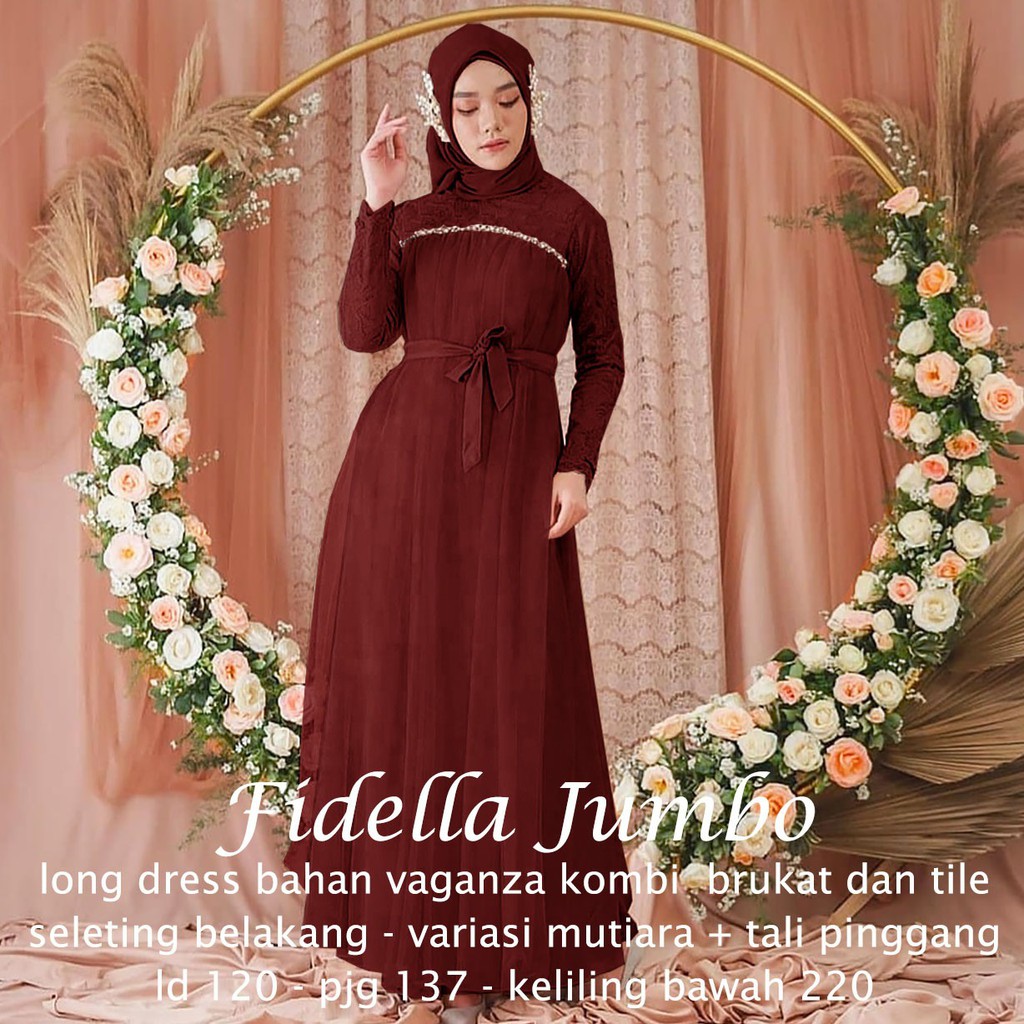 HOPYLOVY - Gamis Wanita Brukat Fidella