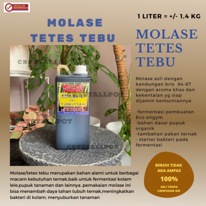 MOLASE TETES TEBU PREMIUM MURNI ASLI TANPA CAMPURAN KEMASAN 1 LITER - MOLASE 1 LITER