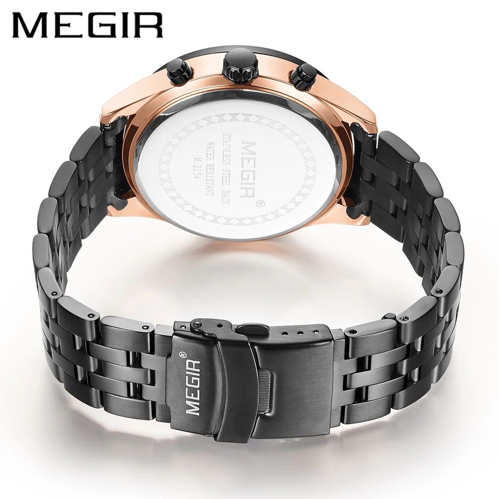 MEGIR 2154 Jam Tangan Pria Analog Chronograph Tali Kulit Luminous WATCHKITE WKOS