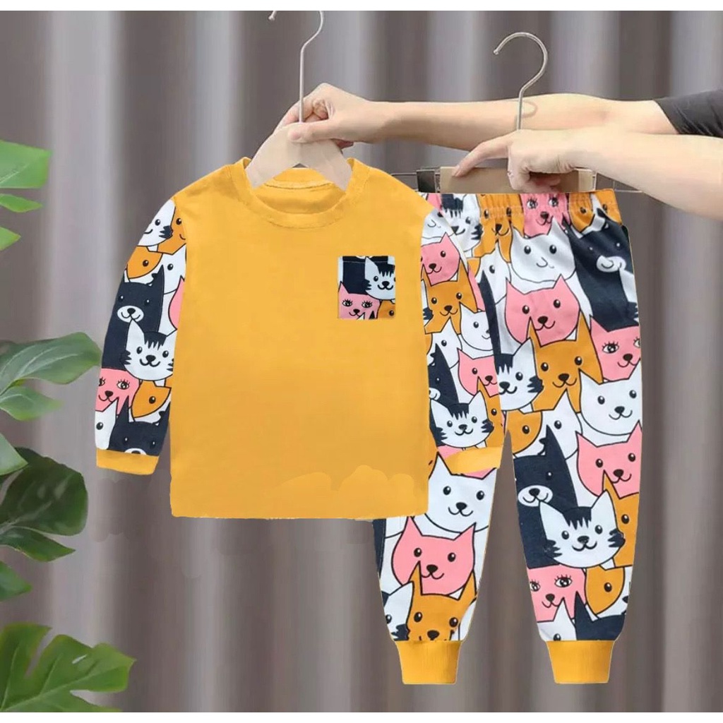 SETELAN BAJU TIDUR PIYAMA KAOS BAYI ANAK MOTIF POP KITTY USIA 6 BULAN-5 TAHUN BAHAN KATUN PREMIUM TERBARU/ SETELAN BAJU TIDUR PIYAMA KAOS BAYI ANAK LAKI-LAKI/ SETELAN BAJU TIDUR PIYAMA KAOS BAYI ANAK PEREMPUAN/ FASHION BAJU TIDUR ANAK-ANAK TERBARU