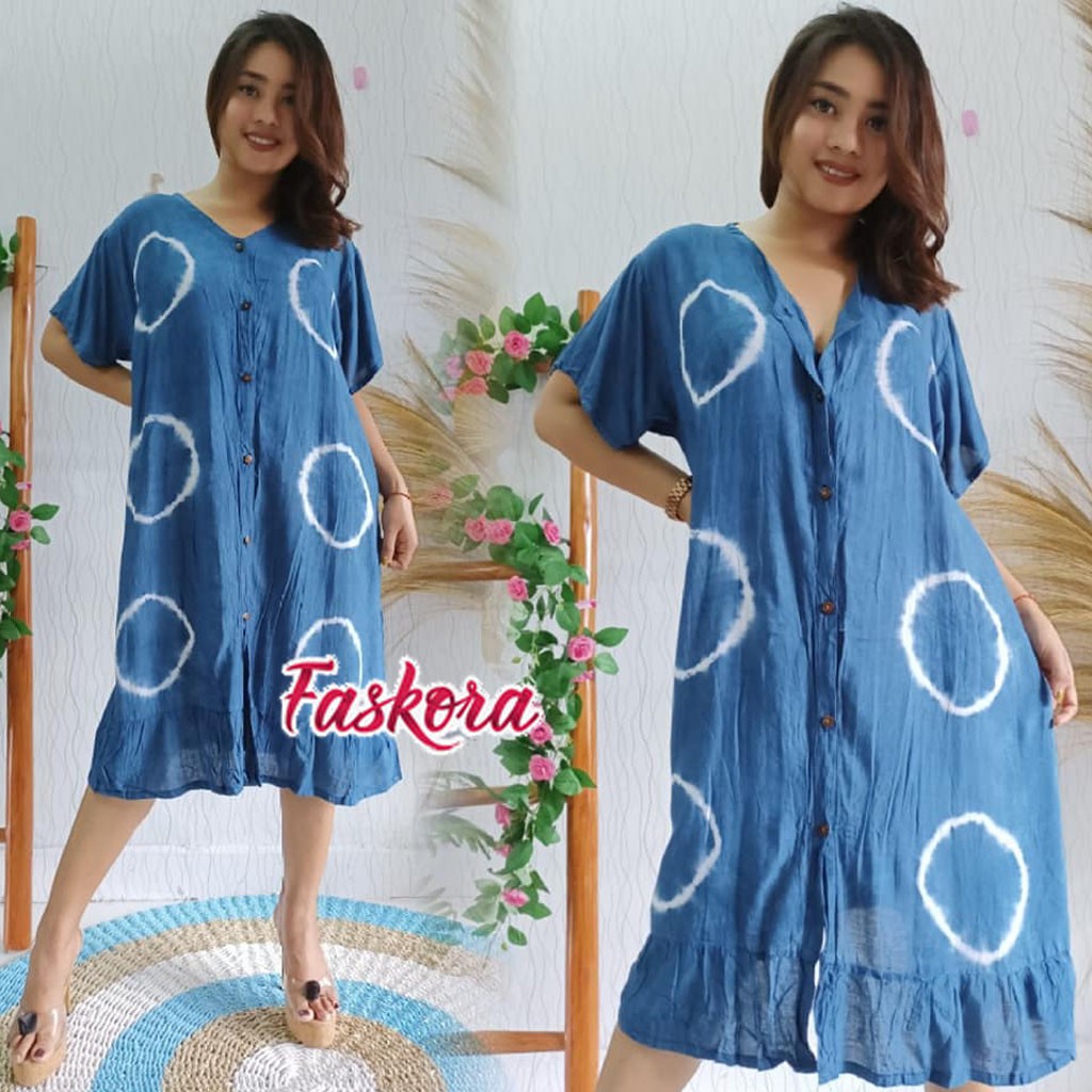 Daster Bali Jumbo Rayon Panjang Big Size Manda Sibori / Daster Jumbo Kekinian XXL LD 124cm 100kg