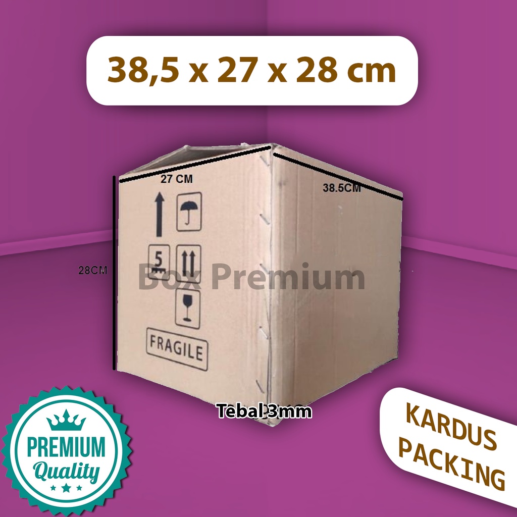 

(MIN ORDER 5 pcs) Kardus Dus Box Packing Packaging Sablon Fragile 38,5x27x28 cm Murah