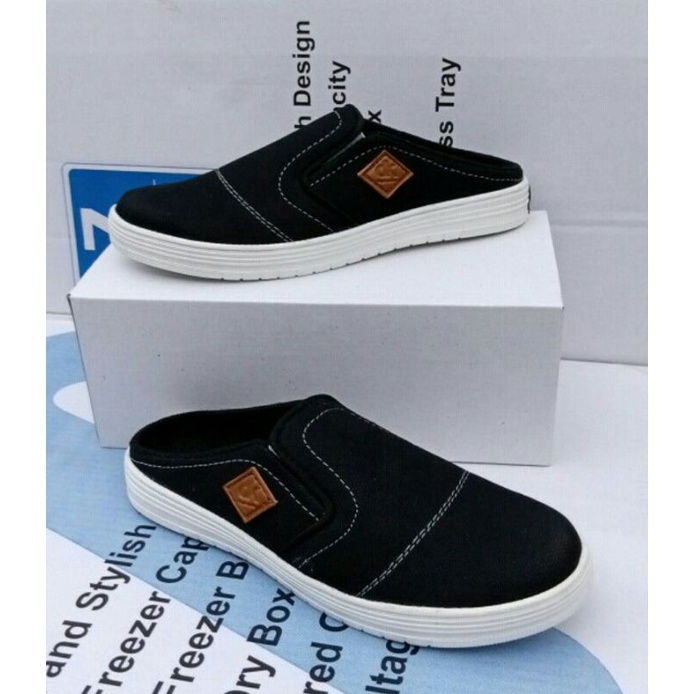 sepatu santal slop/ sepatu sandal bahan canvas/sepatu sandal pria slip on