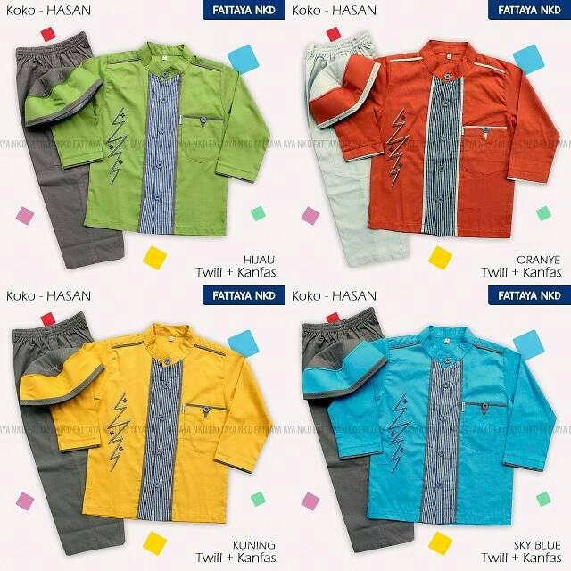 Koko anak/koko lengan panjang/koko katun/fattaya/koko fattaya