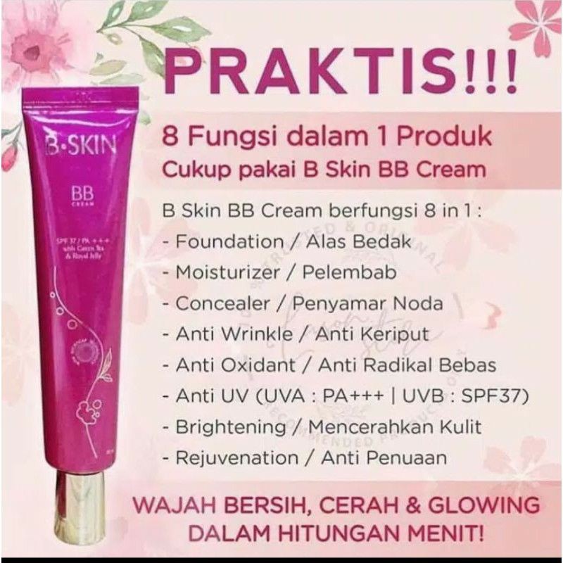 B.SKIN BB Cream HDI Pelembab Wajah Sunscreen 15ml 30ml Obat Jerawat Membersihkan Kulit