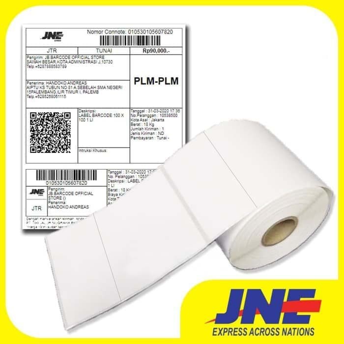 Semicoat 102 x 127 Isi 500pc Label Stiker Barcode Expedisi JNE Semicoated 102x127 untuk Printer Postek C168 / CP2140 / CG408TT