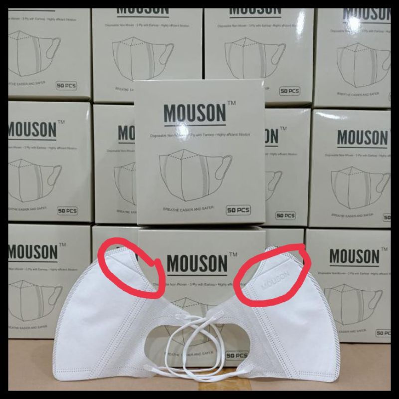 Masker Duckbill Mouson ISI 50pcs emboss MOUSON disposable facemask