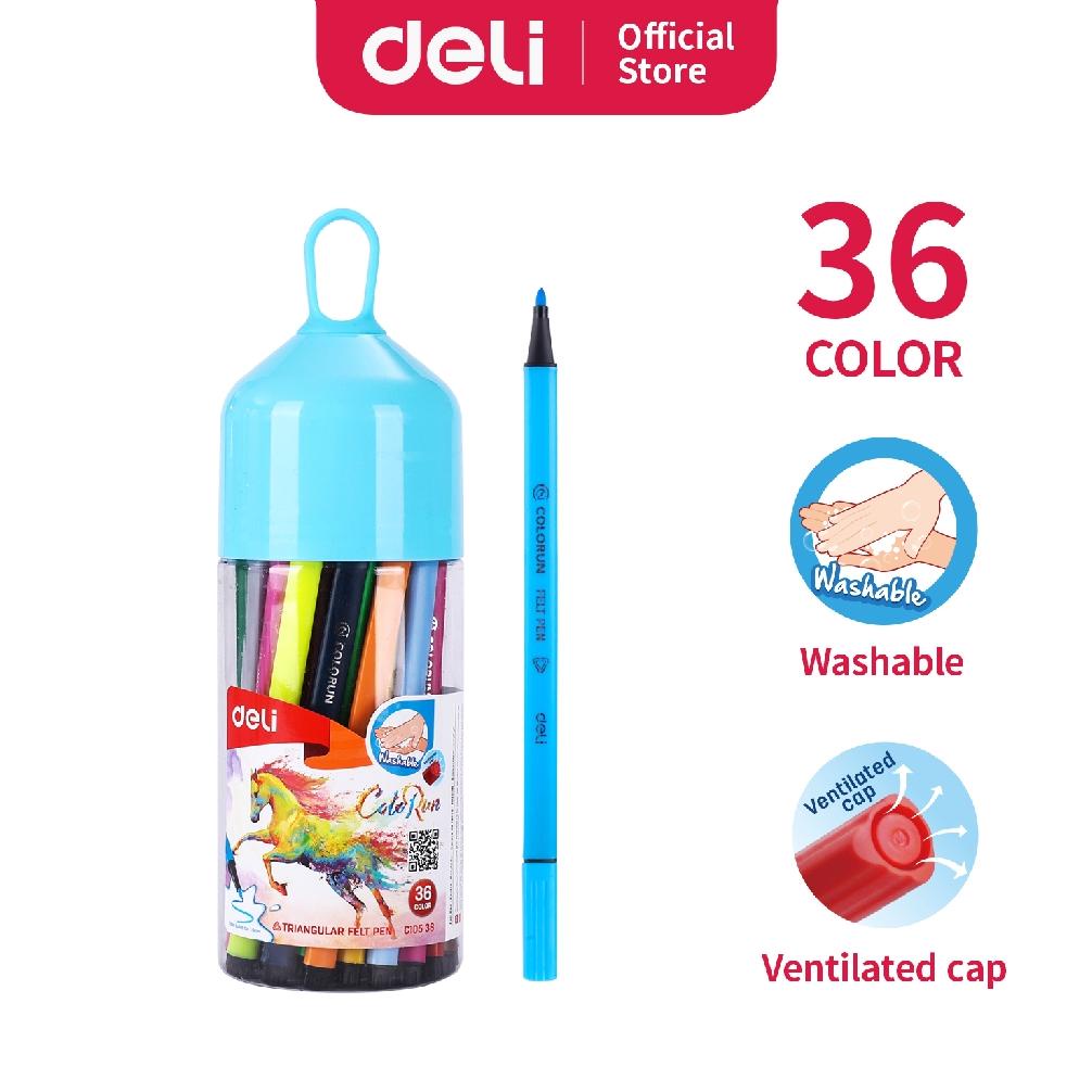 

((BISA COD)) Deli Spidol Warna 1.0mm 12/24/36 Warna Mudah dihapus dengan di cuci untuk penggunaan EC10536