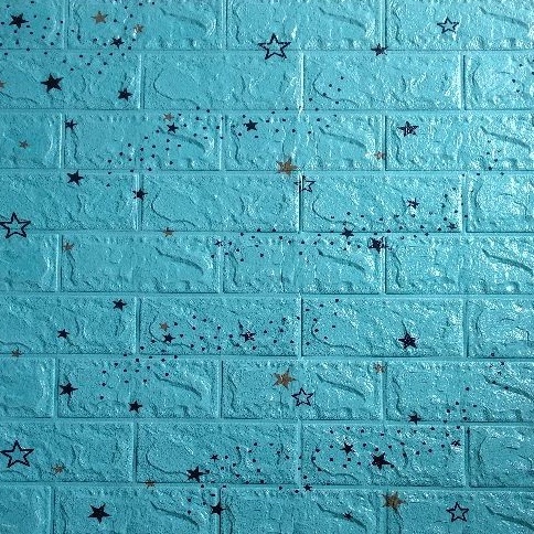PROMO!! BUY 25 FREE 1 !! WALLFOAM 3D MOTIF ANAK-ANAK 70X77 CM / WALPAPER FOAM-Star Biru 2.5MM
