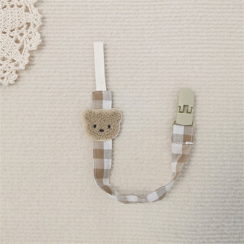 Mary Klip Holder Dot Empeng / Teether Bayi Motif Bordir Kartun Beruang Bahan Plastik DIY