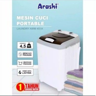 Mesin cuci portable Arashi AWM 451A laundry 4,5kg