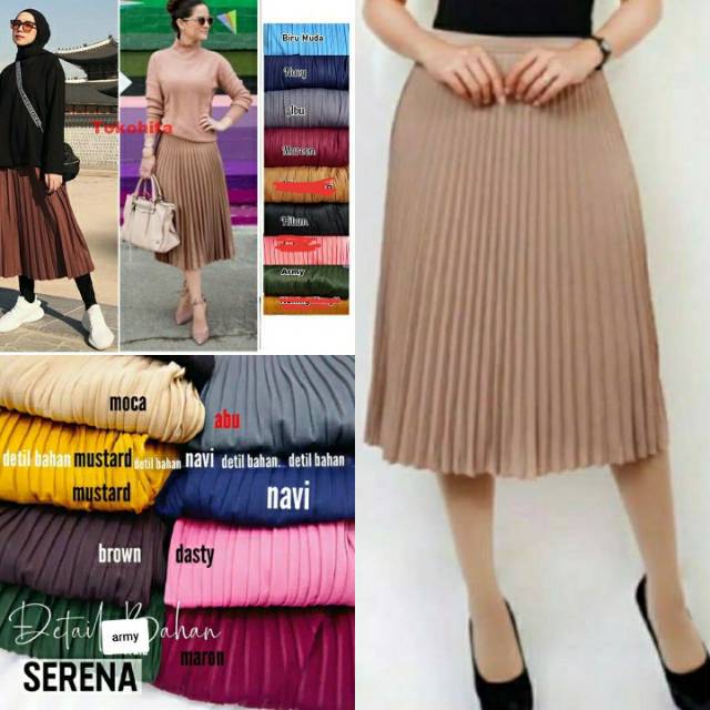 rok dan kulot pendek plisket dewasa.bahan hyged melar