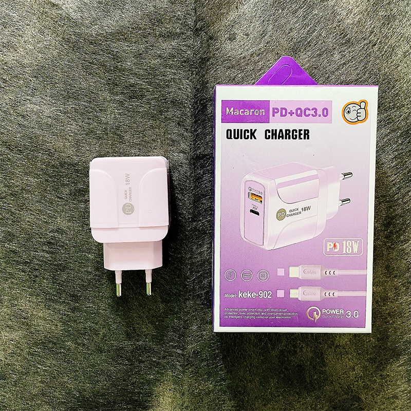 【CA020】Skyhigh Charger 65W Macaron Travel Adaptor Colokan USB +PD Port 5G QC3.0 Quick Charging Micro Cable