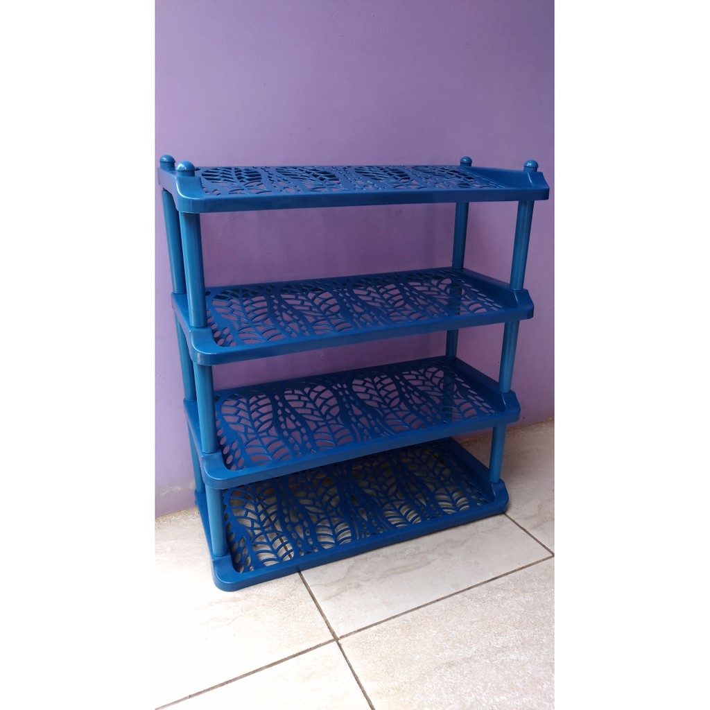 ak Sepatu / Rak Sandal Miring Bahan Plastik Susun 4 Harga TERMURAH