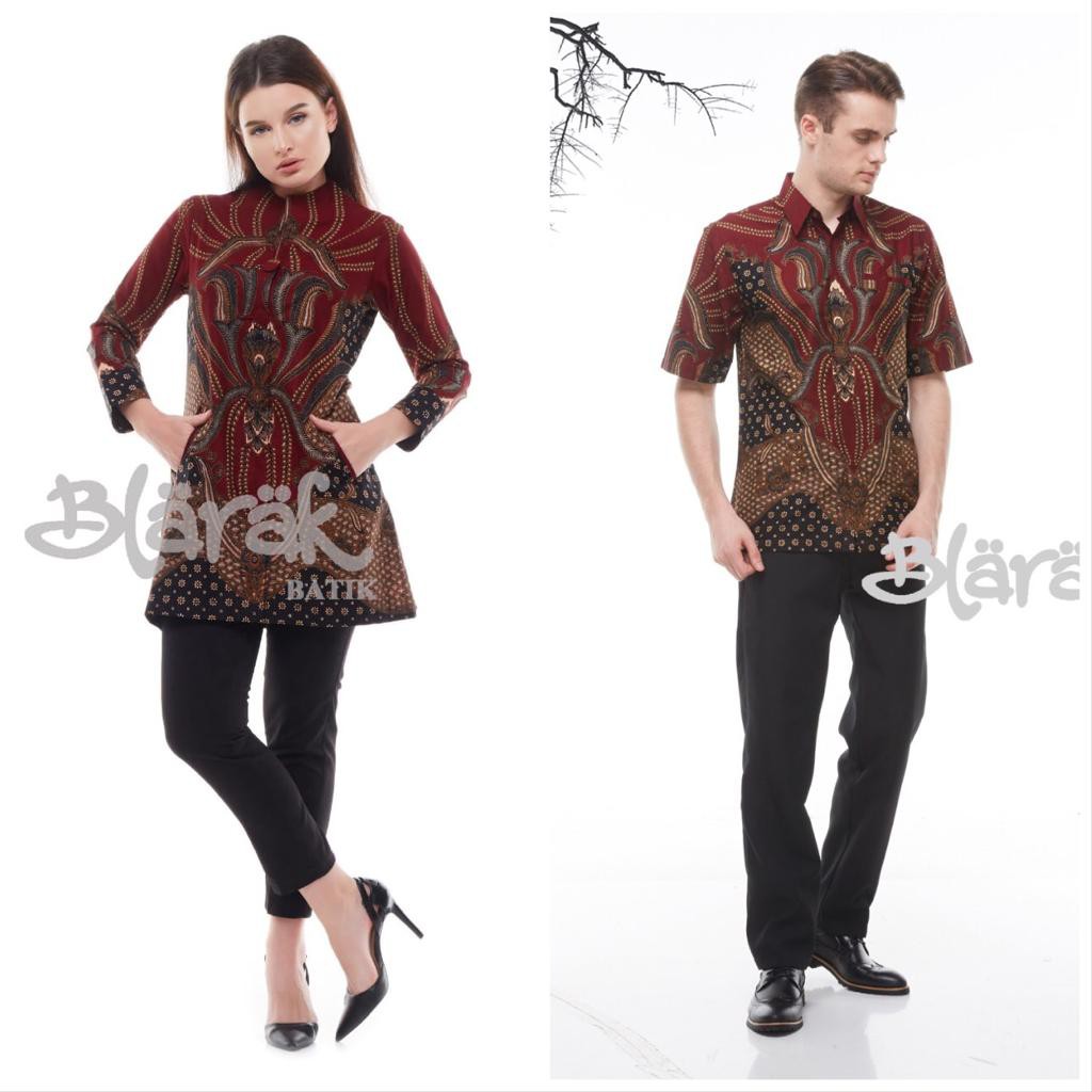 BATIK COUPLE TUNIK MEREK BLARAK FULL KANCING DEPAN 7586