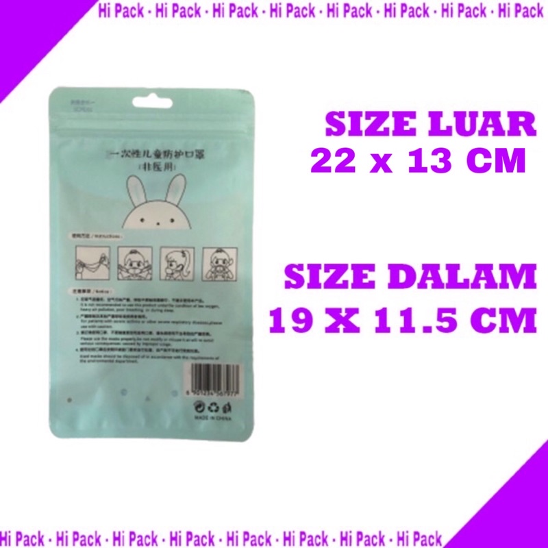 100PCS kantong plastik ziplock masker anak kantong repacking masker anak packing masker