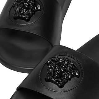Versace - La Medusa Leather Slides Black #2