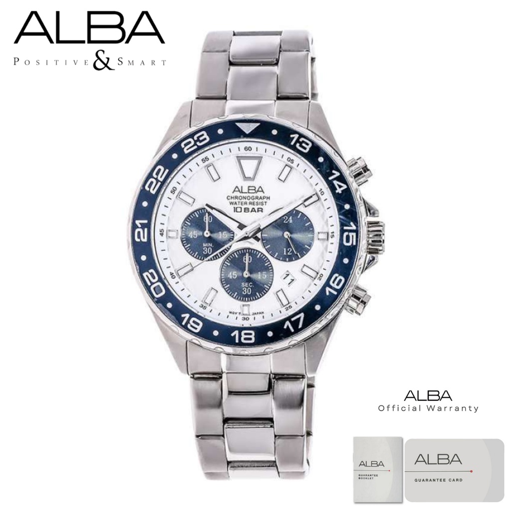 Alba Pria AT3909 Jam Tangan Pria Alba Active AT3909X1 Quartz Stainless Steel Strap