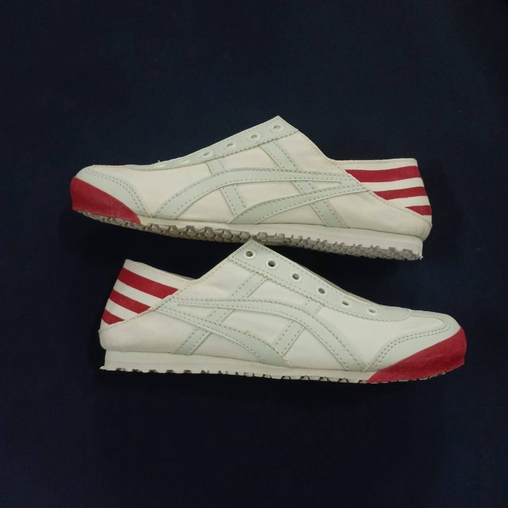 CK19 - Onitsuka-Suka Slip On Wanita Putih Merah List Putih Keren Bagus Murah Berkualitas Size 36-40