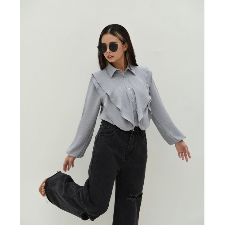 BEFAST - ZRX OOTD Blouse Wanita ESHA / Daily Top / Blouse Wanita Model Terbaru / Pakaian Kerja Wanita / Blouse Lengan Panjang / Fashion Wanita Remaja Kekinian / Blouse Polos Formal / Outfit Wanita Modis Trendy / Termurah