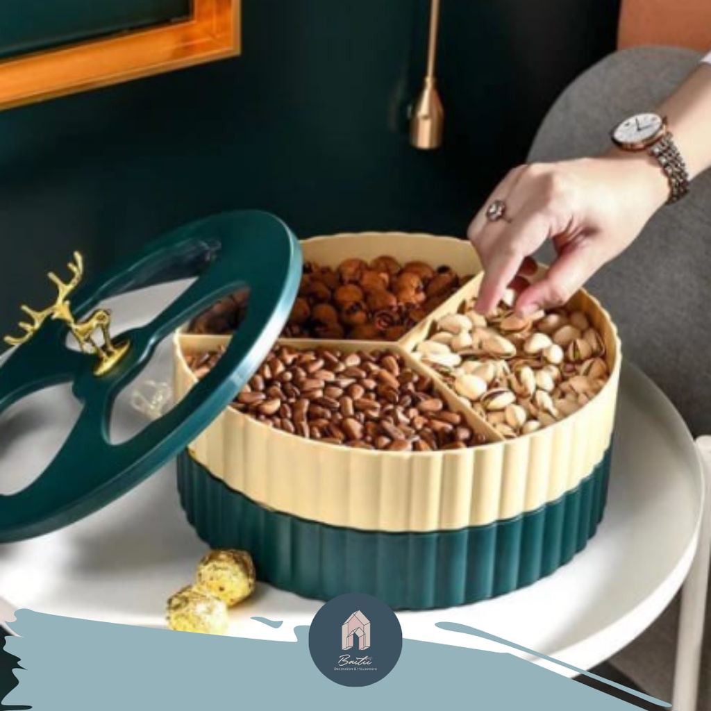 BAITII TOPLES SNACK LEBARAN/WADAH KUE NORDIC/ EMAS TEMPAT KUE LEBARAN / BOX PERMEN JAJAN SUSUN 2 BER