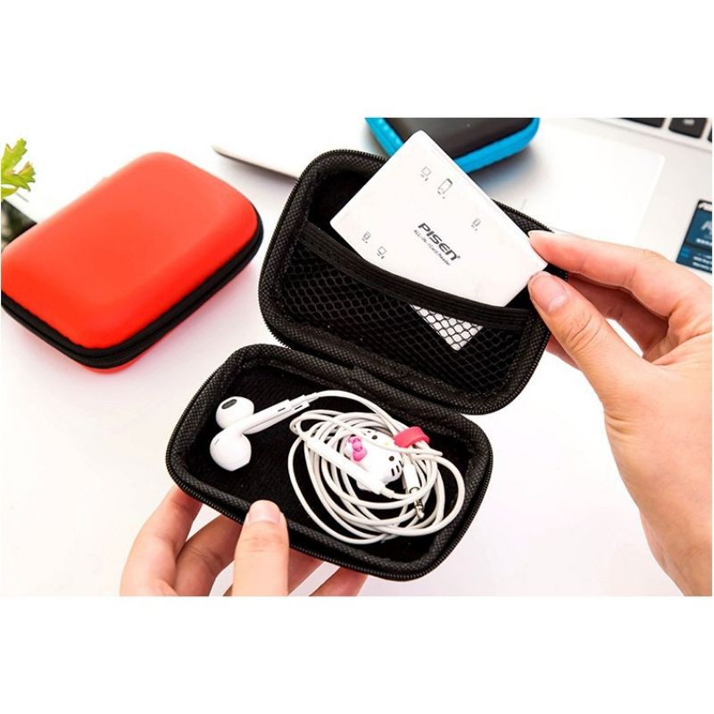 Dompet Warna Panjang Kotak / Dompet Headset Travel Case / Tempat Headset / Earphone Case Mini Charge