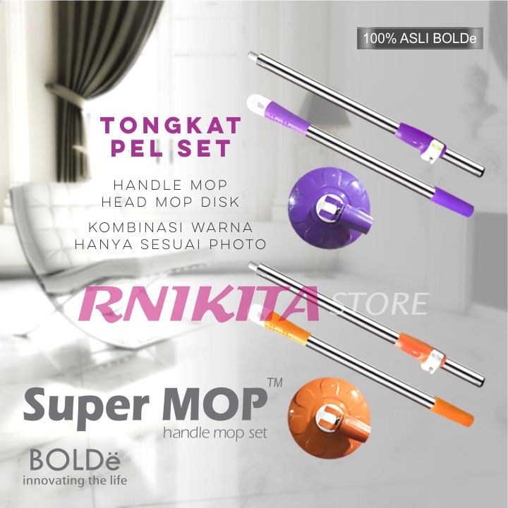 BOLDe TONGKAT PEL + HEADMOP - Supermop Alat Pel Tongkat Kepala Besar