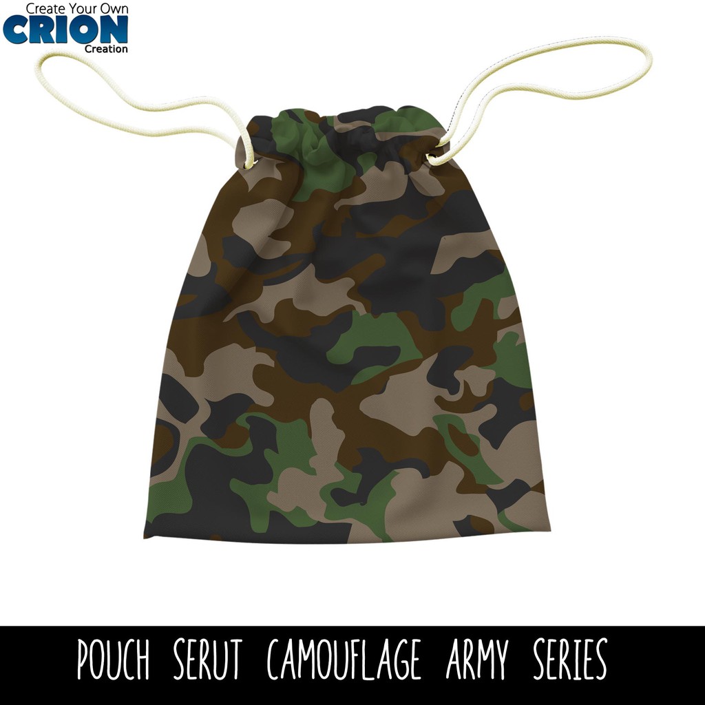 Full Print Pouch Serut Camouflage Army Pattern Bisa Request Tulisan