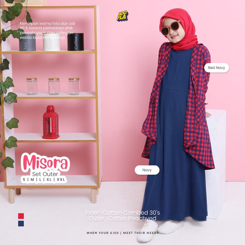 Setelan Cardigan Anak Perempuan Umur 3 - 14 Tahun Misora Baju Muslim Anak Perempuan Outer Hooflakids