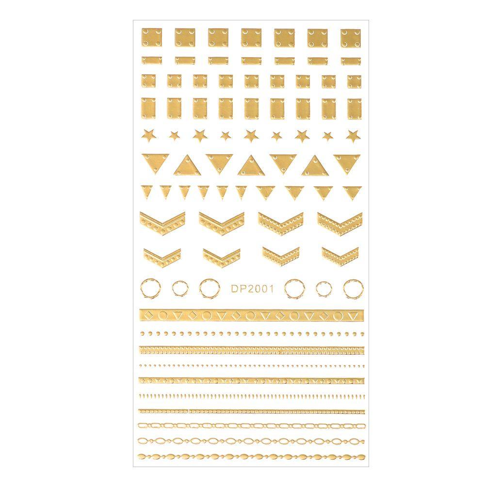 Stiker Kuku 3D Motif Garis Gelombang Warna Silver / Gold