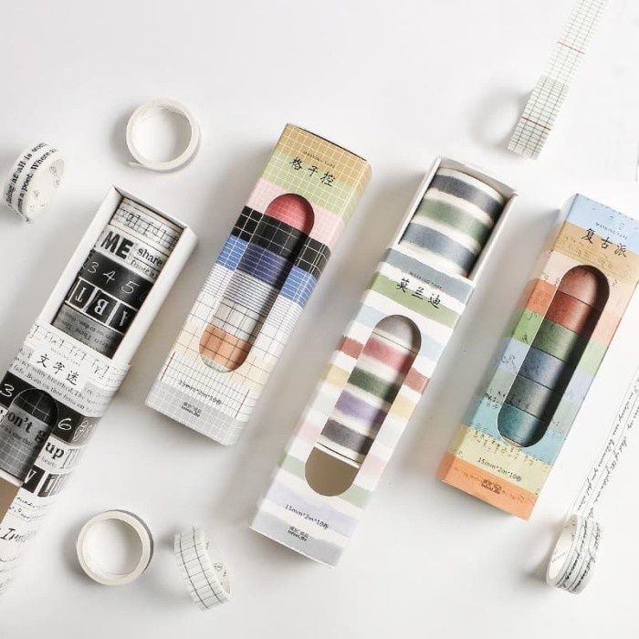 

[RESTOCK] WASHI TAPE 10 ROLLS MASKING TAPE PLANNER BULLET JOURNAL BUJO 3 TEMA - No. 1