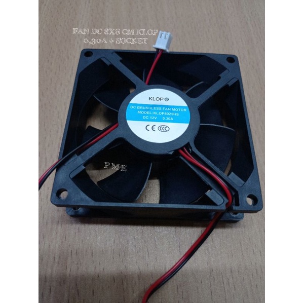 FAN DC 8X8 CM KLOP 12v 0,30A + SOCKET