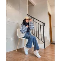 Celana Jeans Boyfriend Wanita Model Kulot Snow Acid// CELANA KULOT SNOW BLACK AND SNOW BLUE ESTORIA