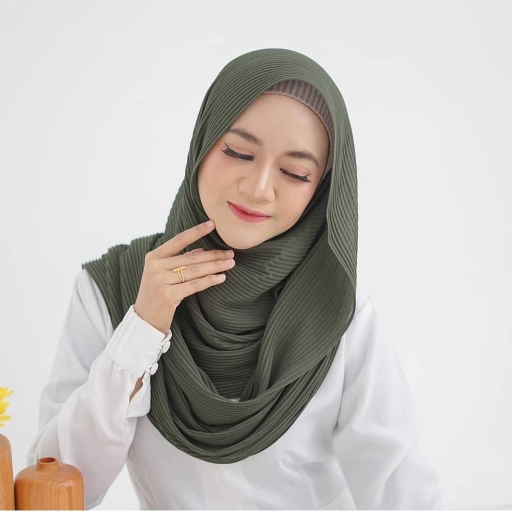 Pashmina Plisket Lidi Ceruty Baby Doll FULL TANPA GARIS TENGAH Pleats Plisir premium