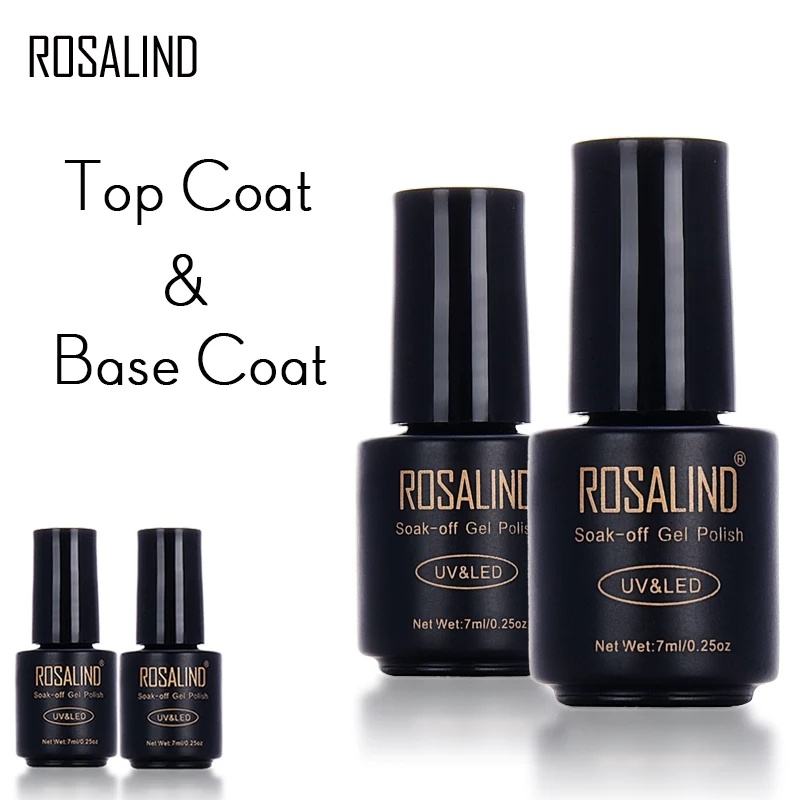 ROSALIND Base Coat dan Top Coat Nail Gel UV LED / Kutek/ Cat Kuku Bagus Murah
