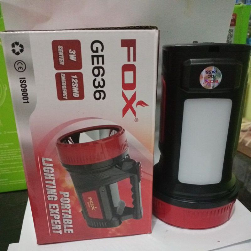 senter fox3 watt+emergency lamp 12 SMD Porta ble Li FoxGE 636ghting Expert