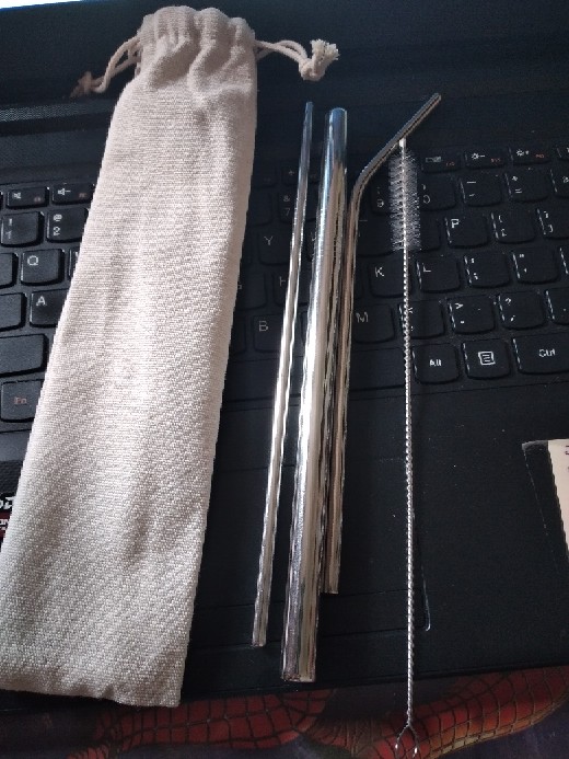 Sedotan Stainless Straw Warna Bubble , Sikat , Dan Pouch Set 5 Pcs