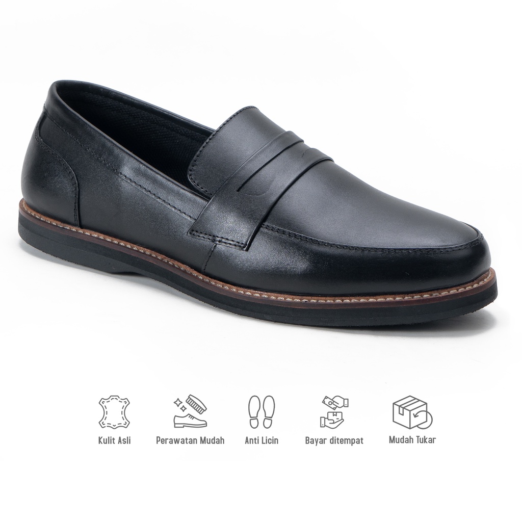 Sepatu Loafers Pria Slip On Kulit Asli Fordza F.D335