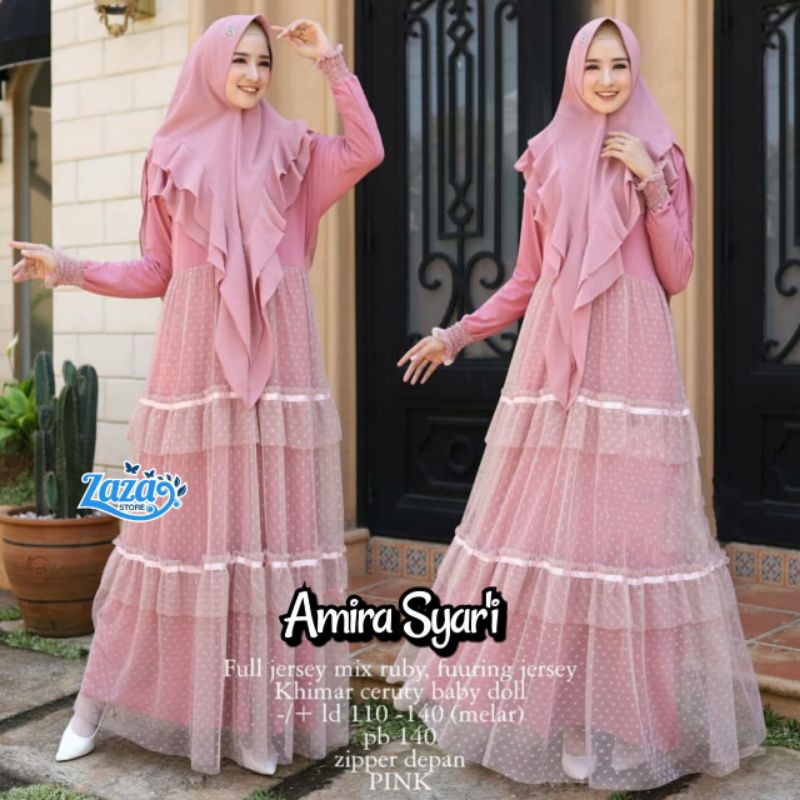Gamis syari set pesta gamis pesta syari gamis tutu busui Amira Syari