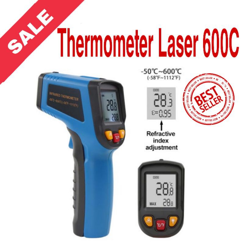 Thermometer Laser Infrared Thermometer Non Contacts Kontak Pengukur Suhu-600c