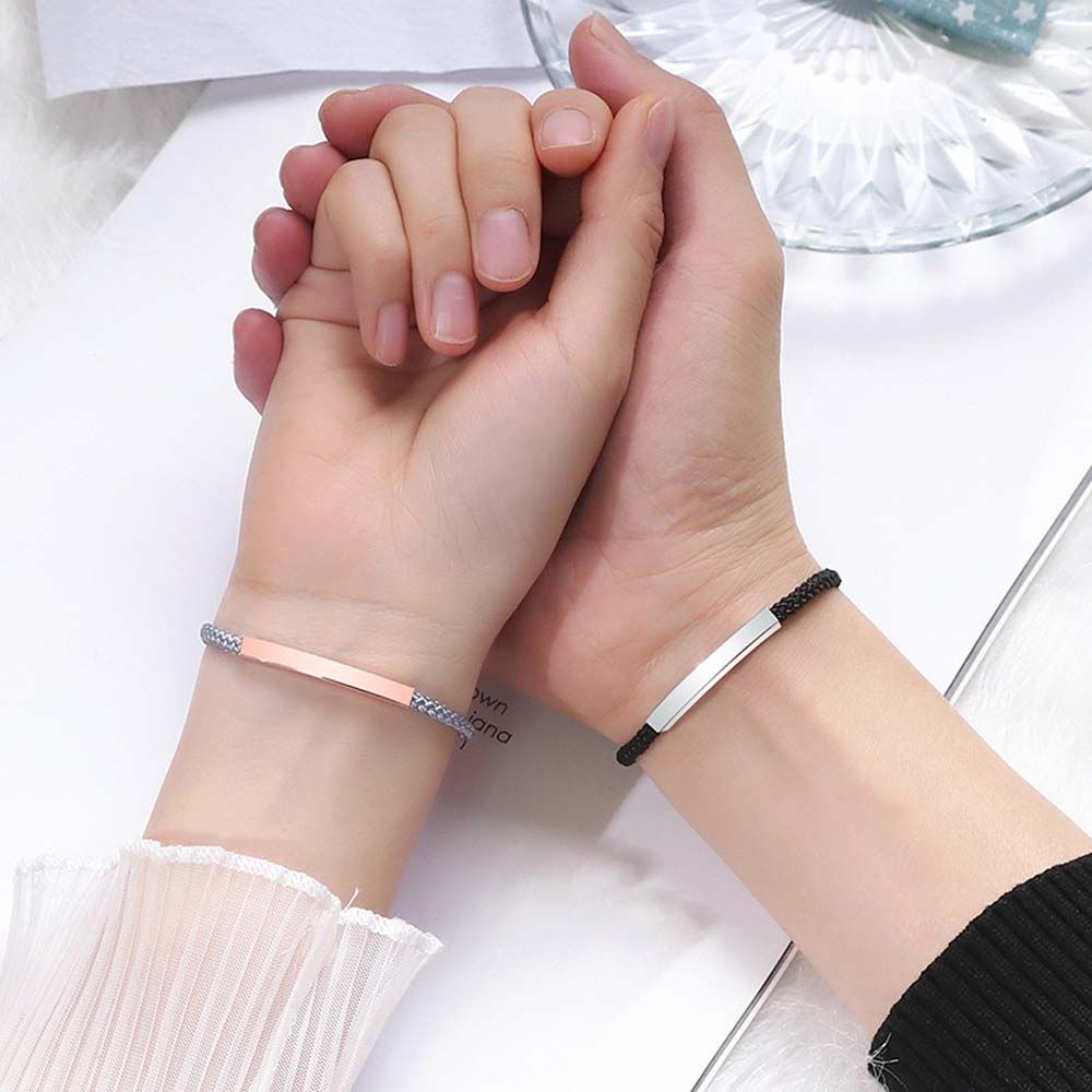 MXBEAUTY Creative Couple Bracelets Adjustable Waistbands Bangles Lovers Gift Titanium steel Eachother Minimalist Geometric Rope Weaving