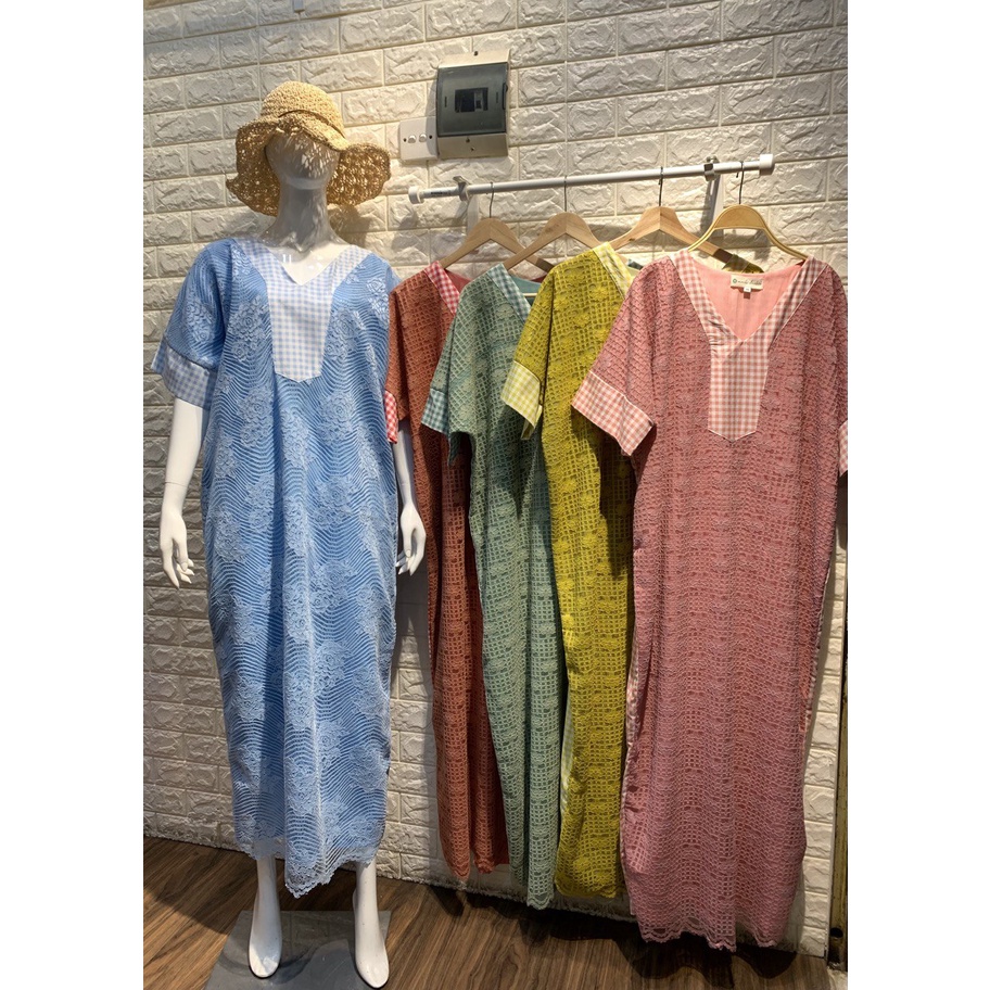 Long Dress BIFUKA Series Wanita Katun Brokat