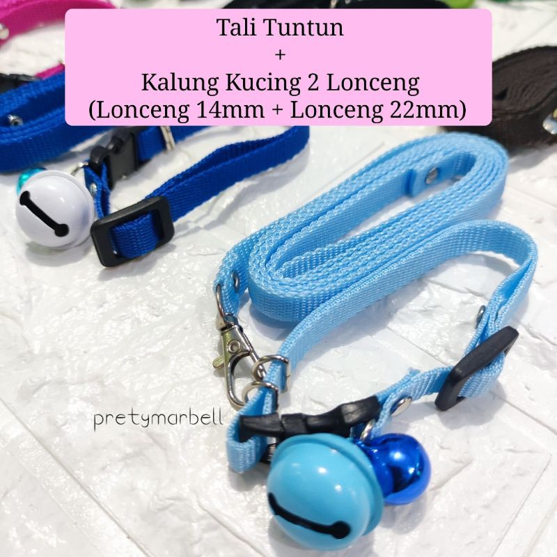 Tali Kucing + Kalung Kucing Lonceng Double (Lonceng 14mm + 22mm) / Tali Kucing Murah