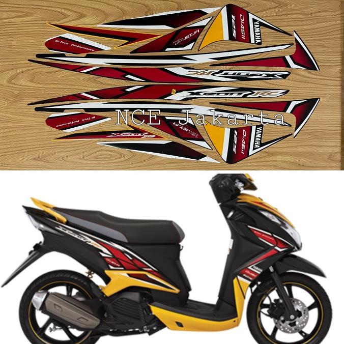 STIKER STRIPING MOTOR XEON RC TAHUN 2013 HITAM KUNING ncest17 Kualitas Baik