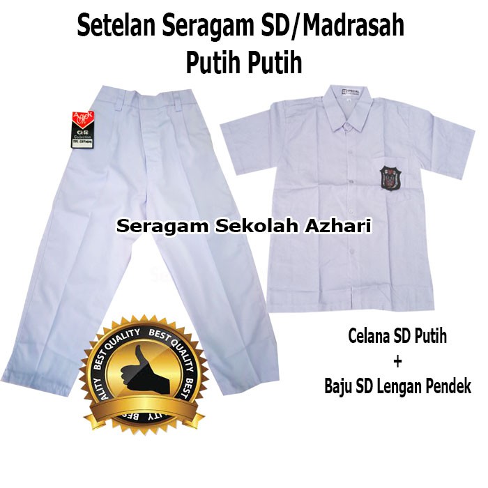 Seragam Anak SD Putih Putih Lengan Pendek 1 Stel Laki Laki-Setelan Seragam Sekolah SD Jumbo Laki