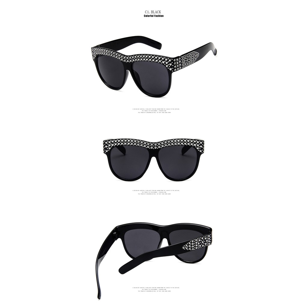 2022 Kacamata Hitam Wanita Hias Berlian Gaya Eropa Amerika Untuk Pesta