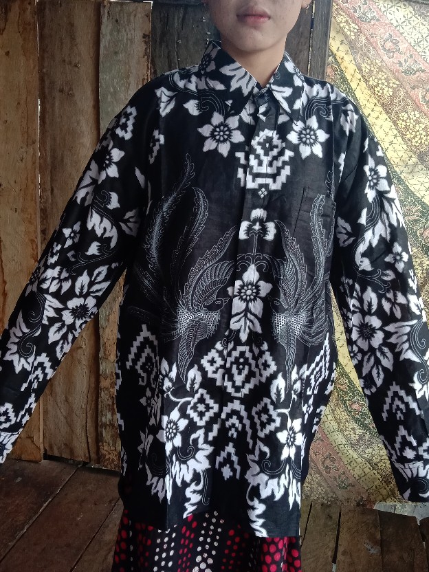 Batik Couple Gamis Brukat Kombinasi Batik Soga 2564