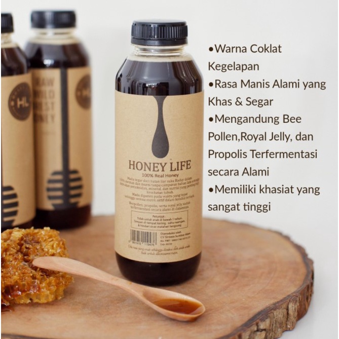 Honey Life Raw Wild Forest Honey 500ml - Madu Hutan Raw Honey Life