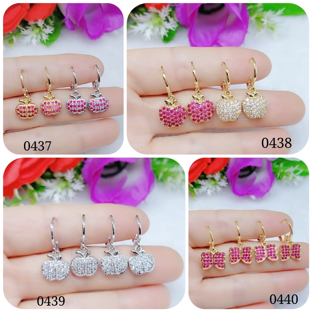 Anting xuping permata murah dan putih lapis emas 0437-0440